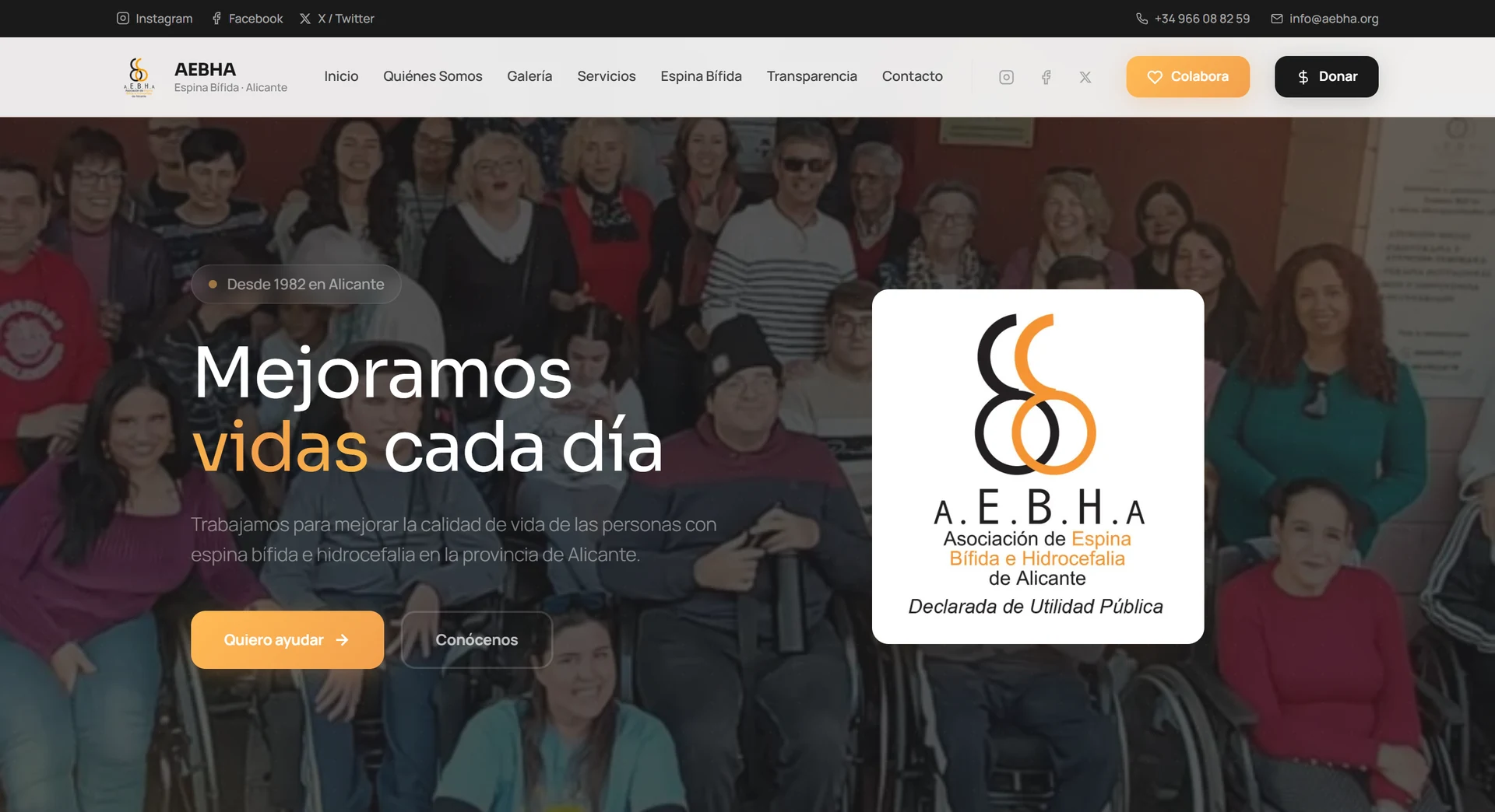 Web de AEBHA, asociación en Alicante
